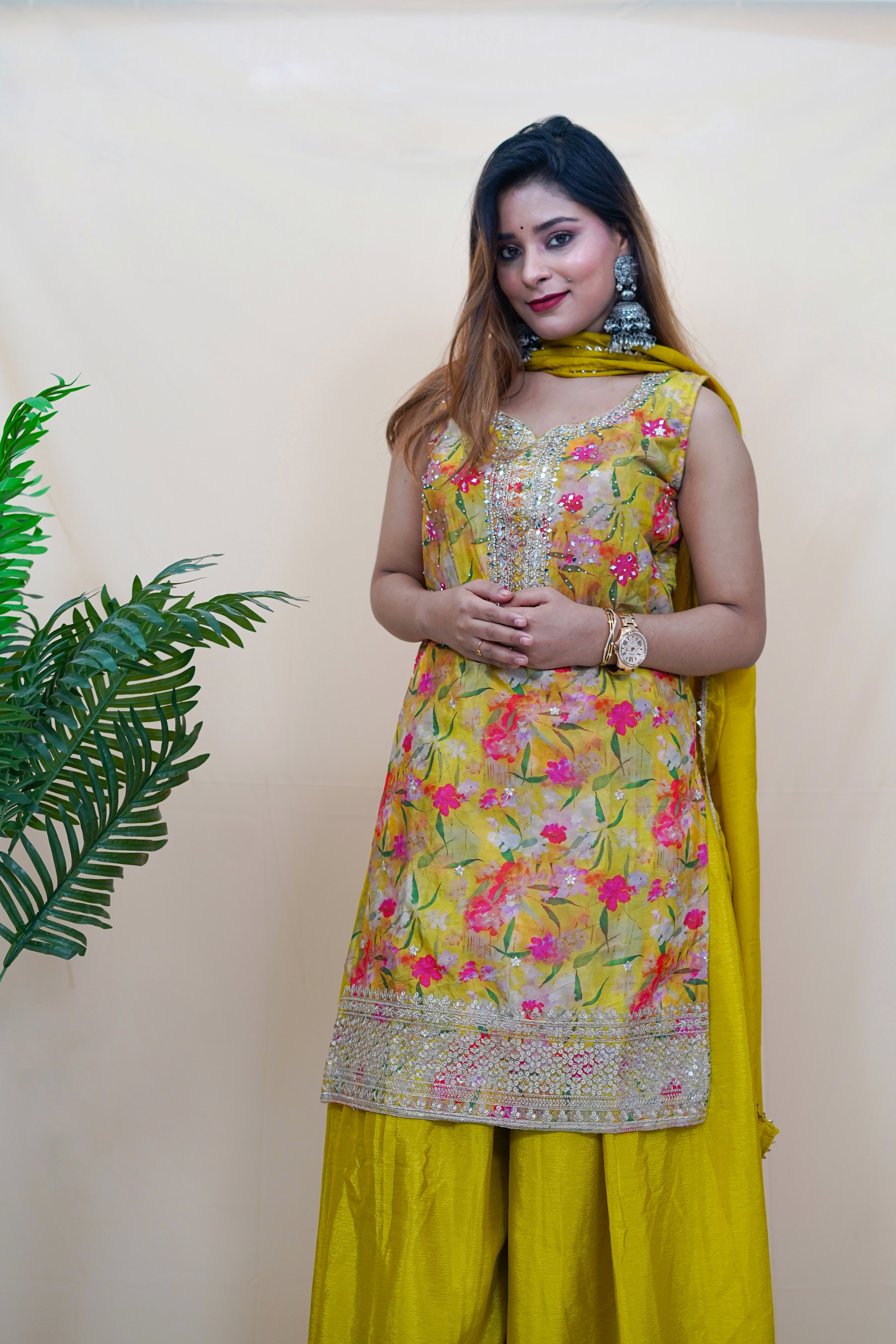 Yellow Zari Work Suit Set