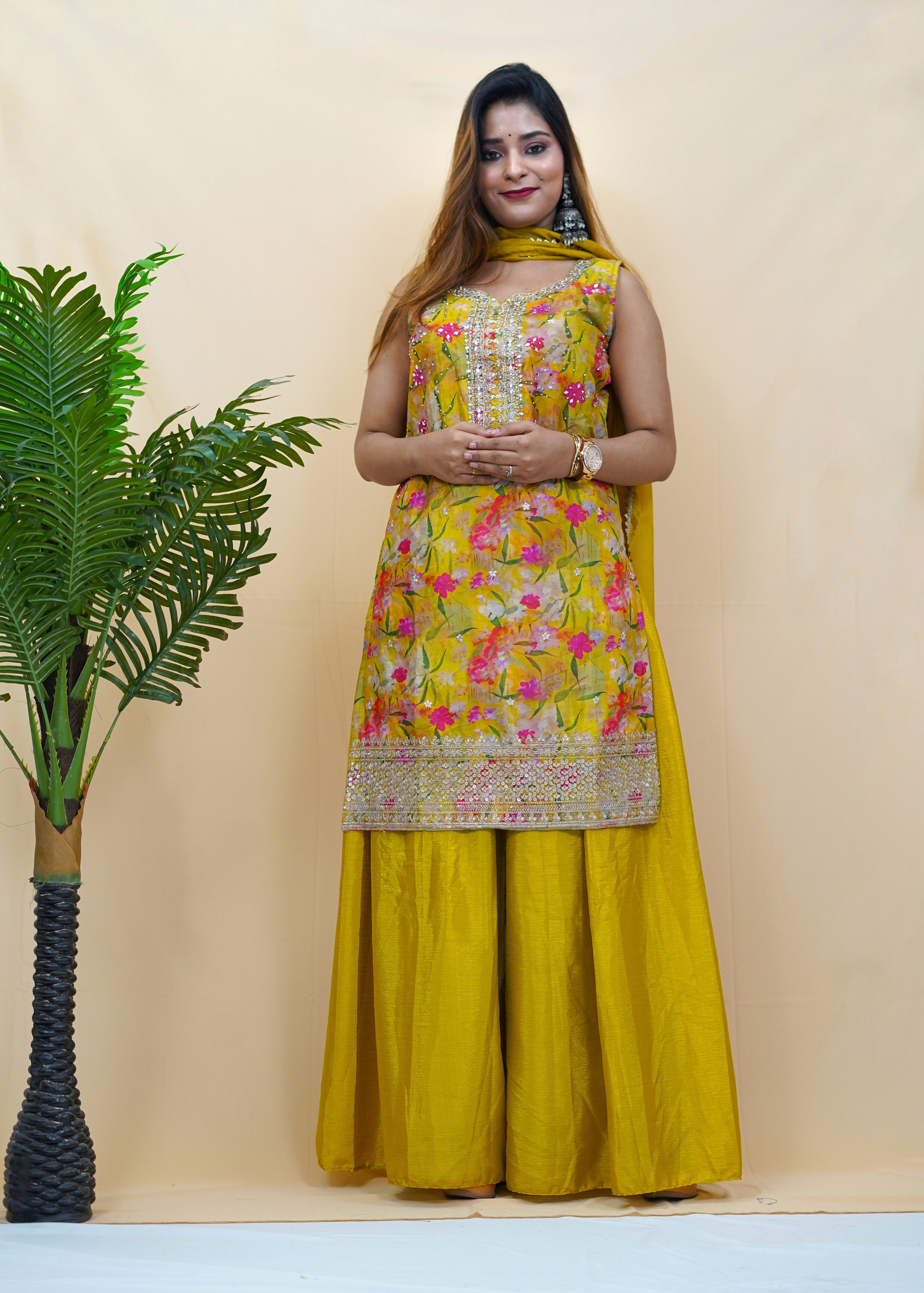 Yellow Zari Work Suit Set