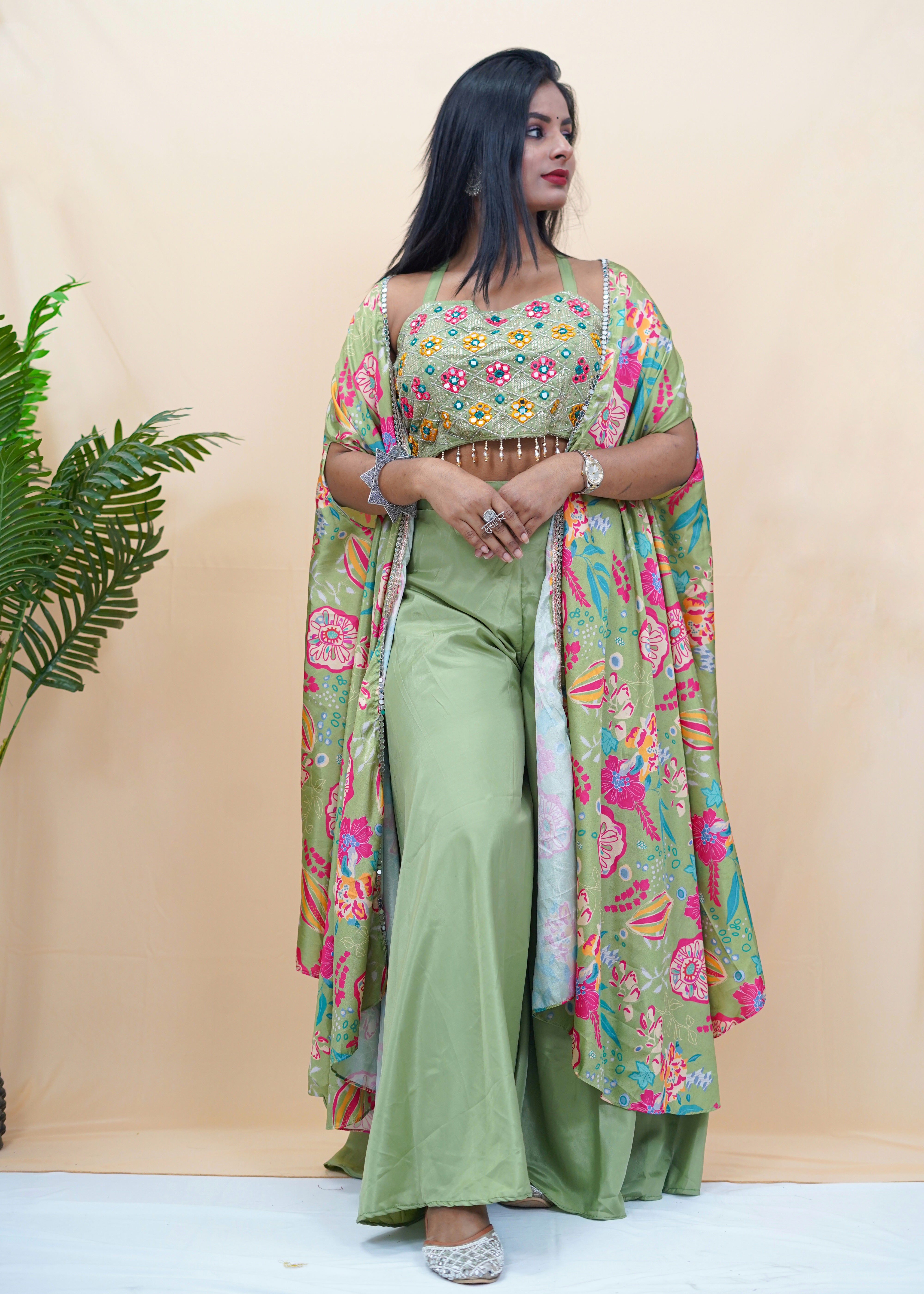 Olive Green Shrug Set