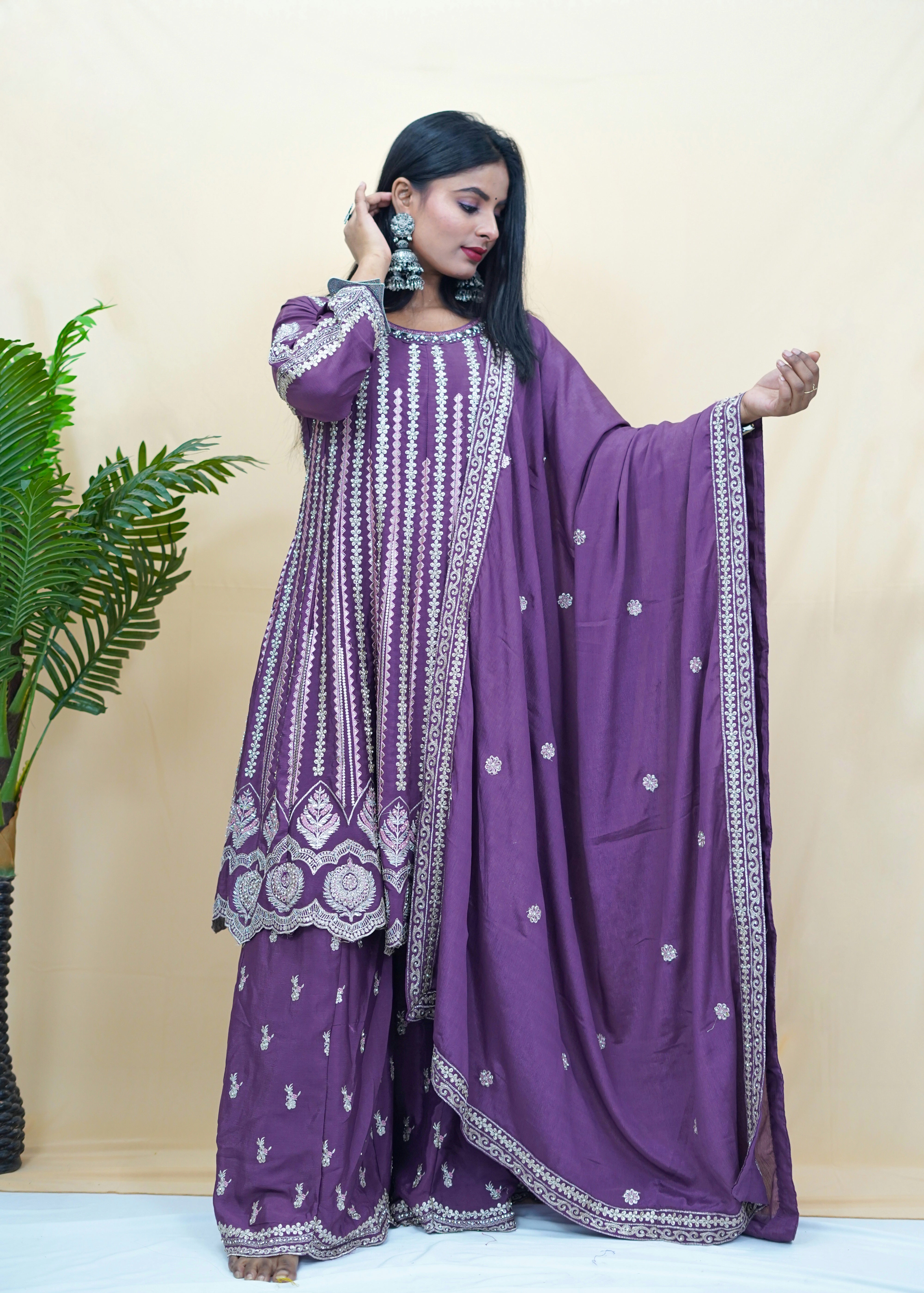 Heavy Zari Work Partywear Sharara Set
