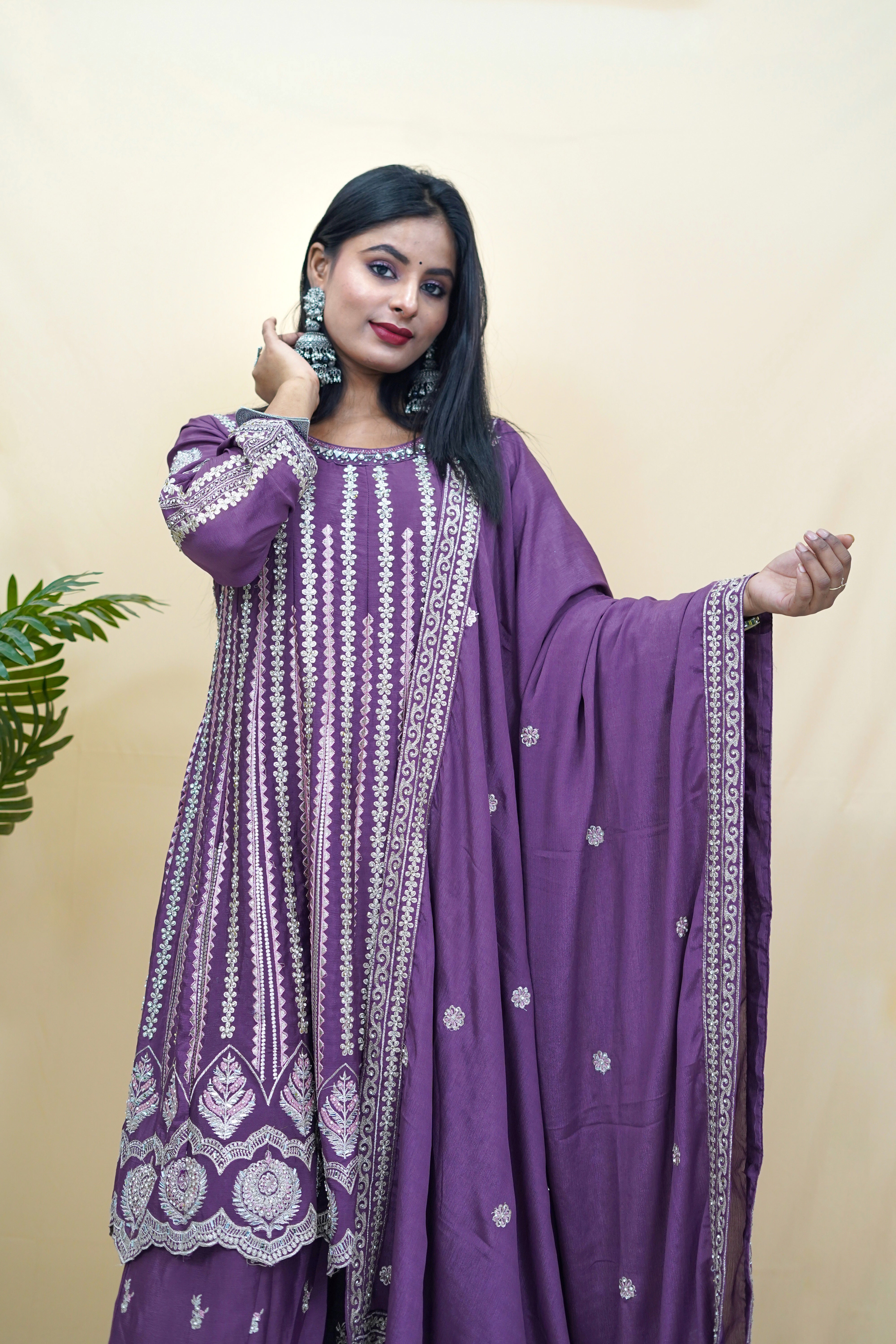 Heavy Zari Work Partywear Sharara Set
