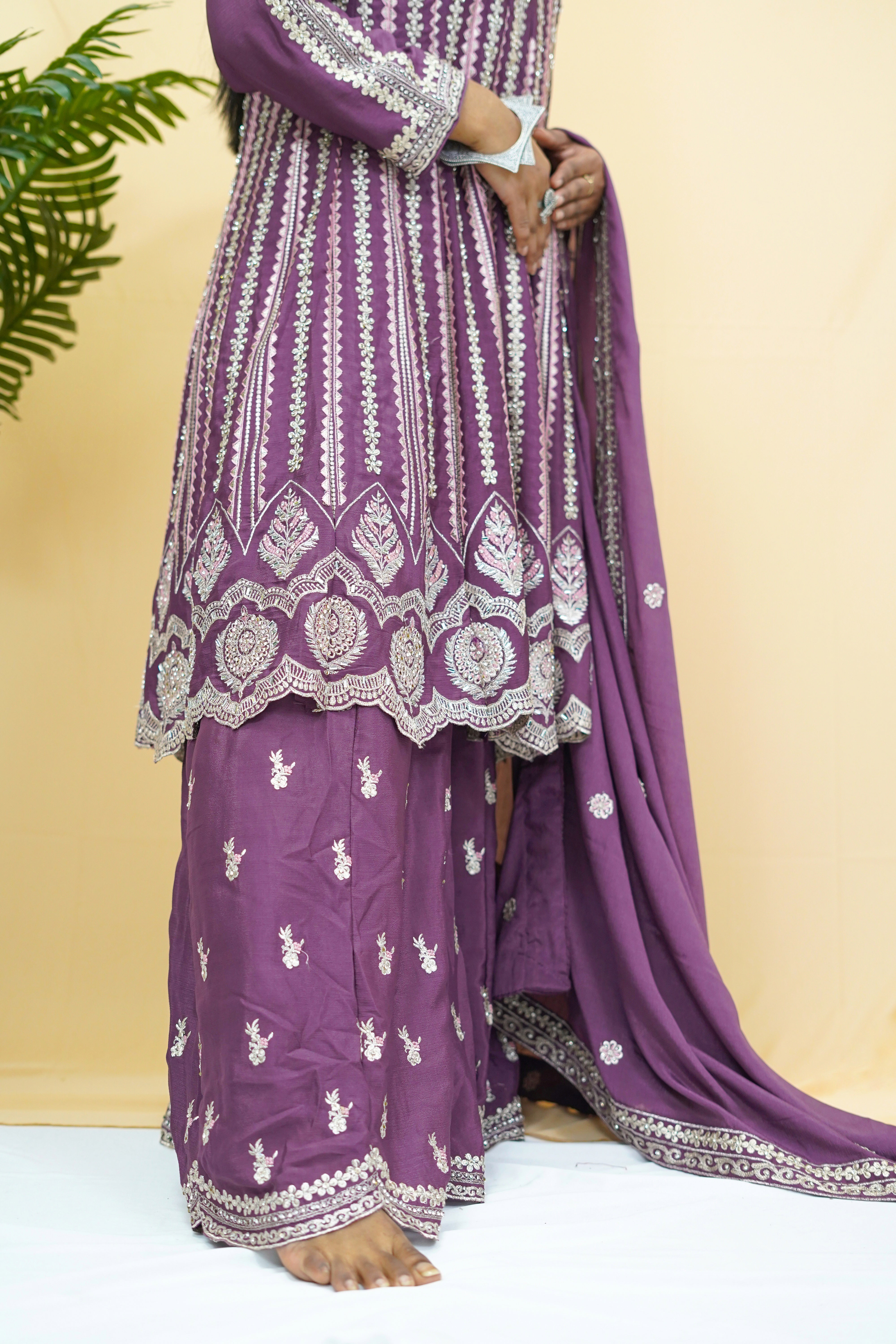 Heavy Zari Work Partywear Sharara Set