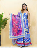 Navy Blue Printed Cotton Sharara Set