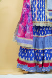 Navy Blue Printed Cotton Sharara Set