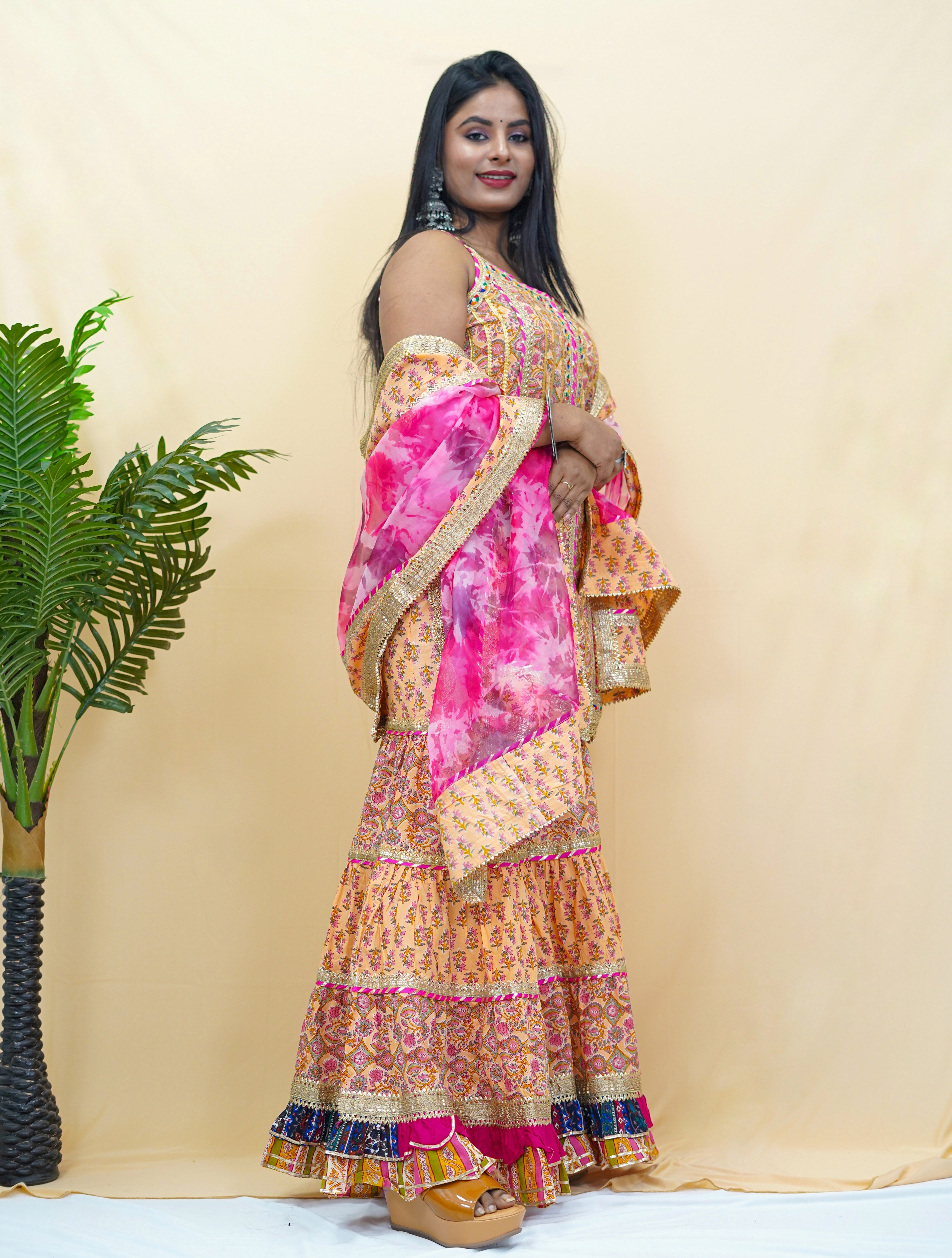 Multicolour Cotton Printed Sharara Set