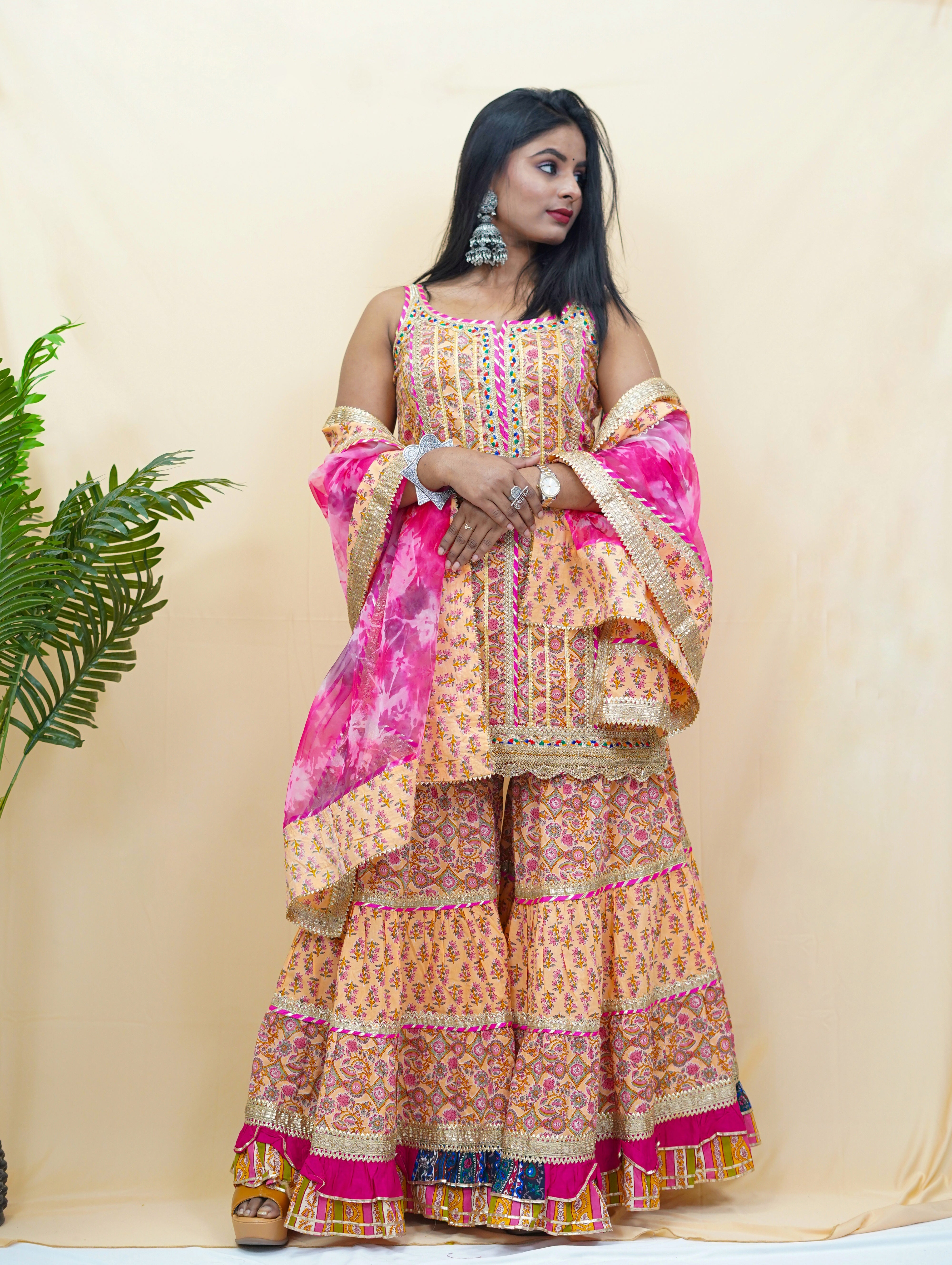 Multicolour Cotton Printed Sharara Set