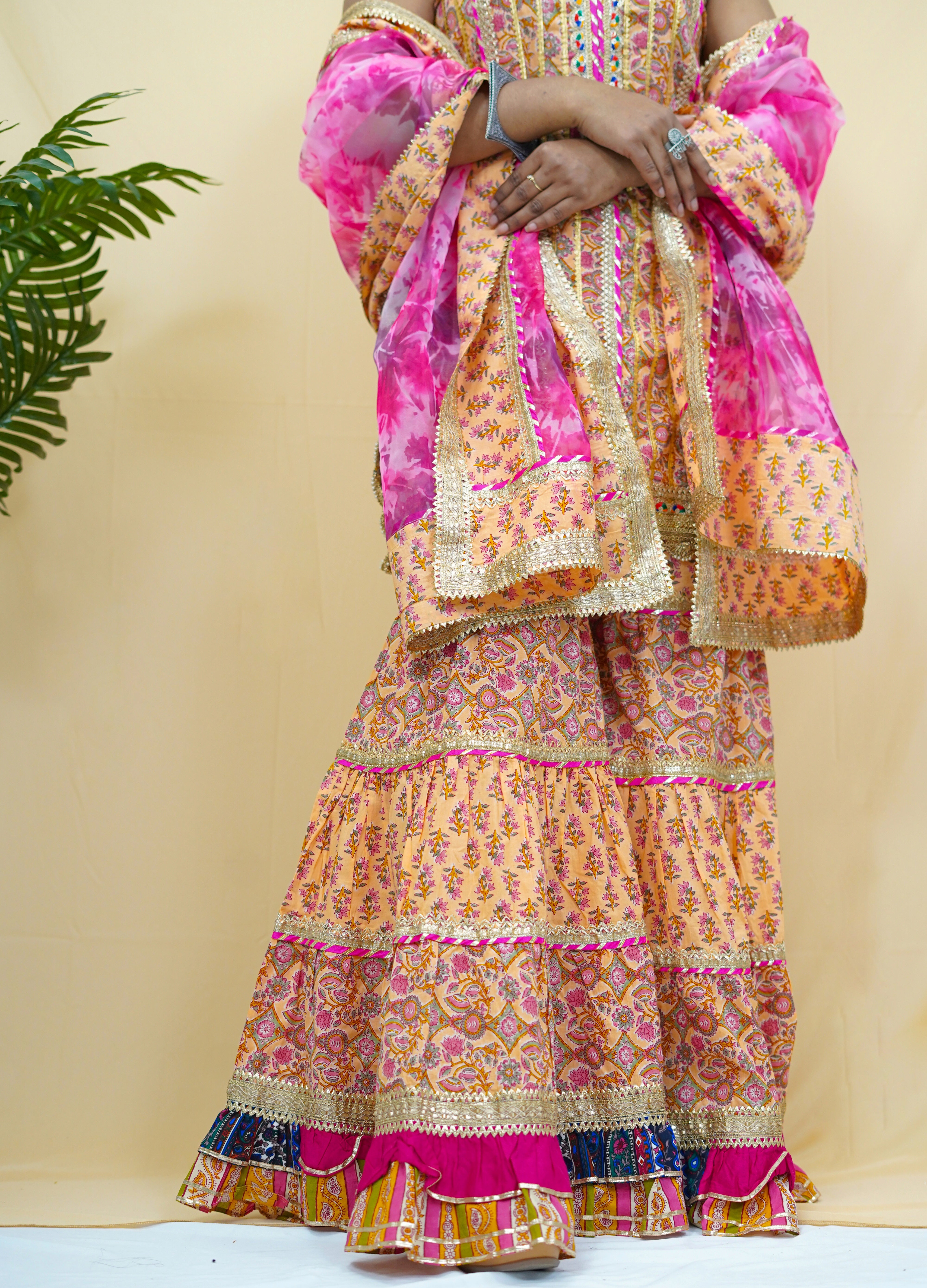 Multicolour Cotton Printed Sharara Set