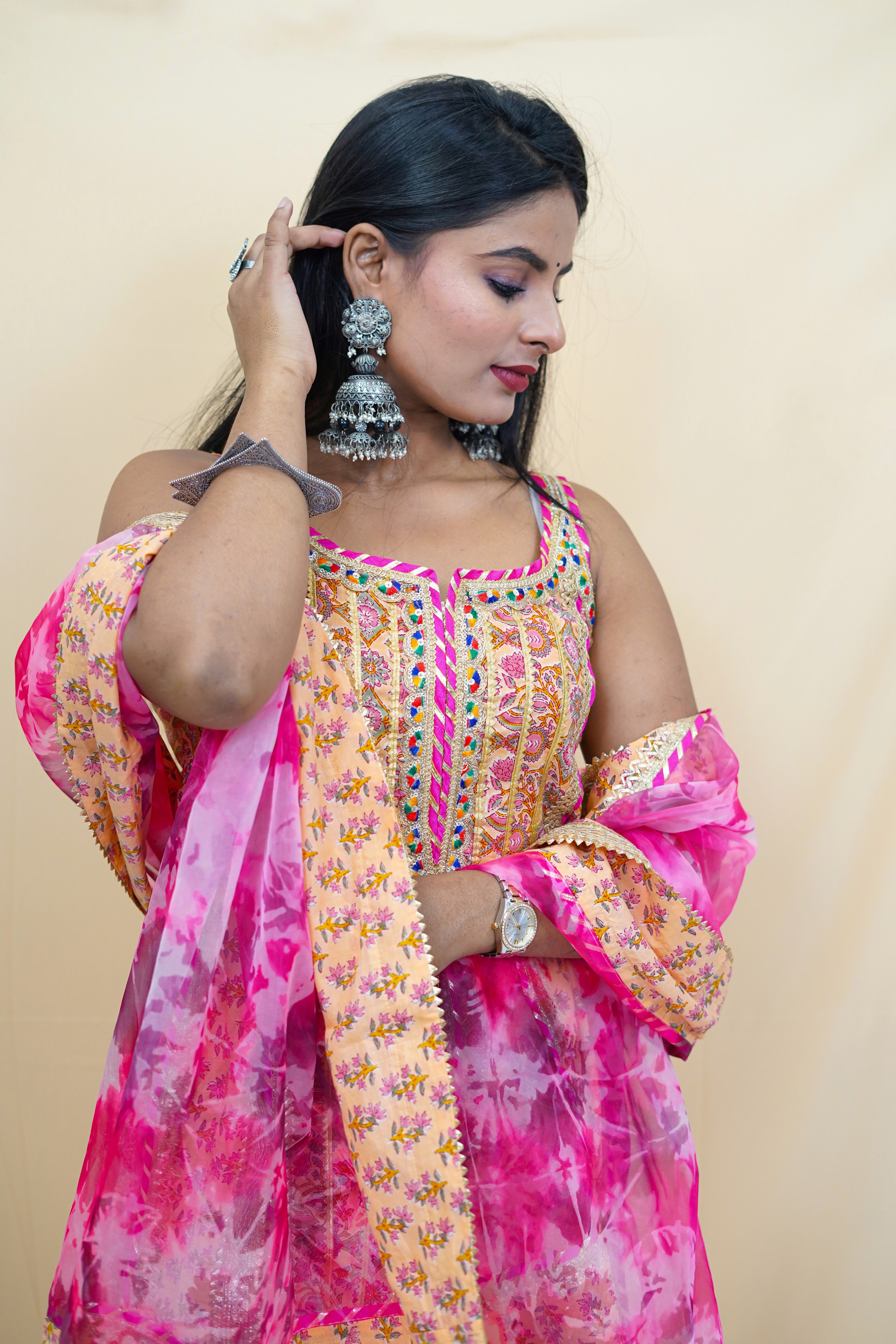 Multicolour Cotton Printed Sharara Set