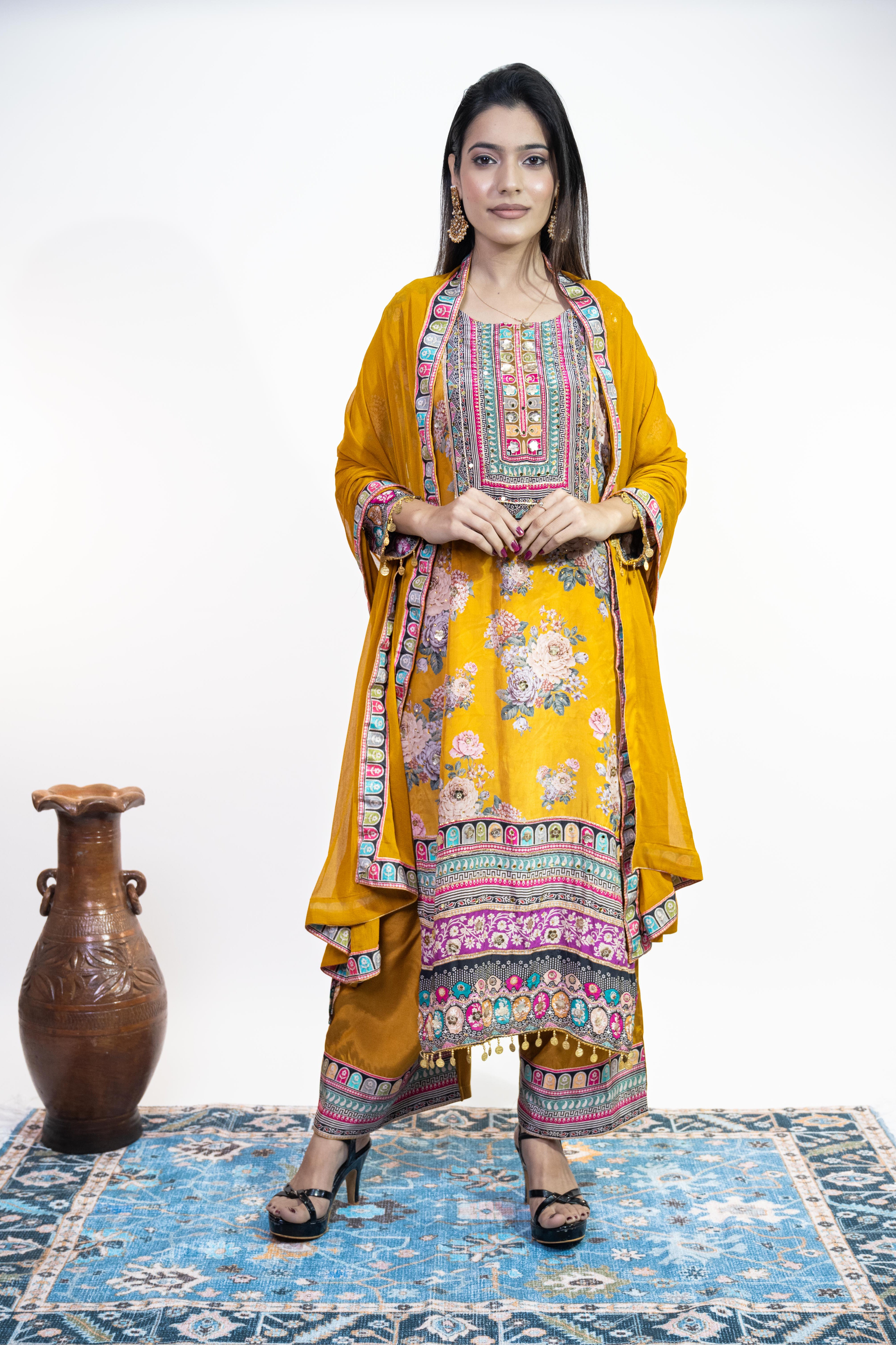 Luxe Partywear Crepe Suit Set