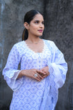 Netraa Cotton Sree Navy Kurta With Mulmul Cotton Palazzo & Dupatta