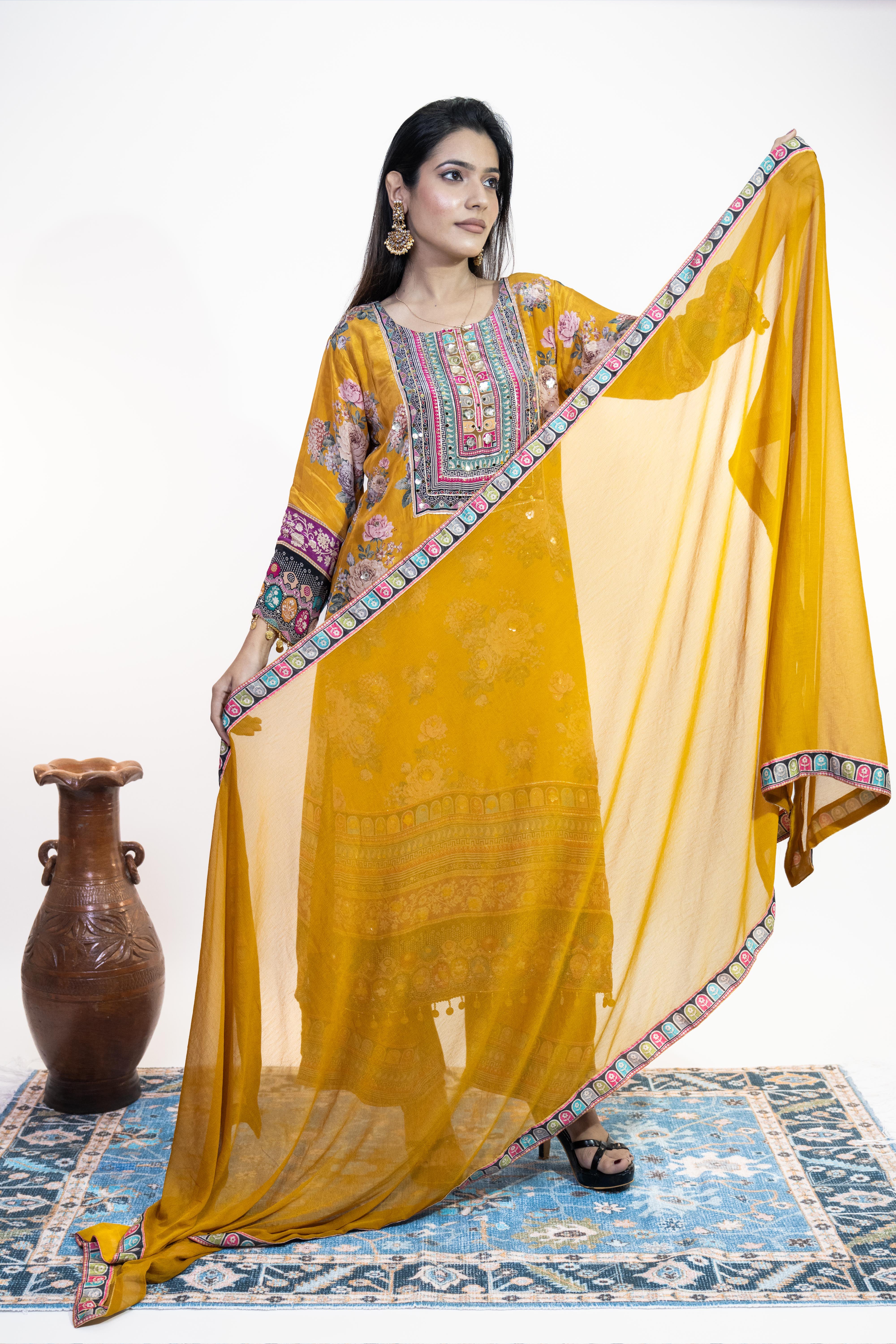 Luxe Partywear Crepe Suit Set
