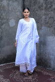 Netraa Cotton Sree Navy Kurta With Mulmul Cotton Palazzo & Dupatta