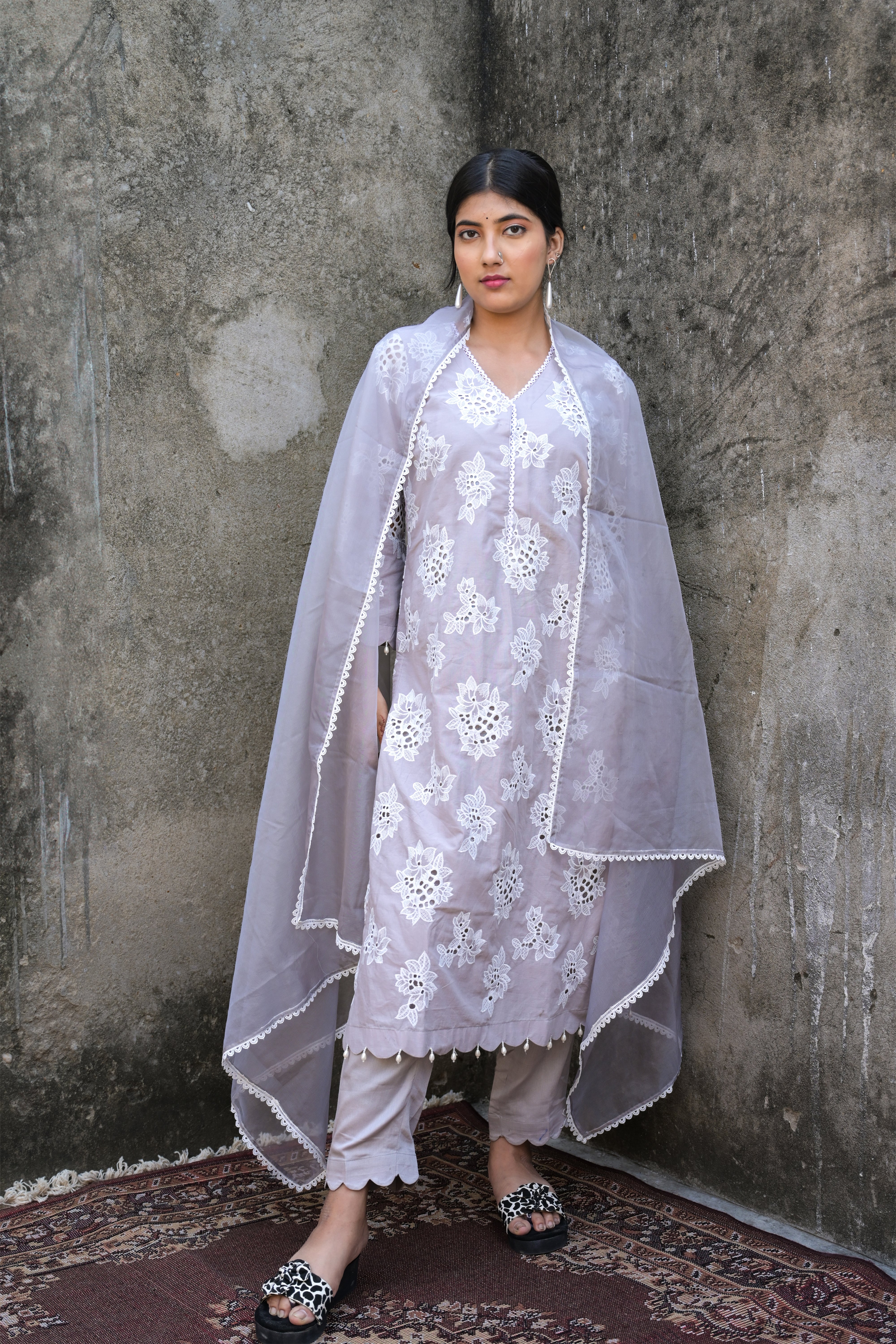 Keesa Grey Premium Cutwork Suit