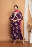 Tye-Dye Purple Chinon Printed Suit Set