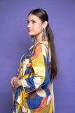 Netraa Cotton Floral Kurta With Off White Pants & Dupatta