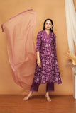 Sahina Purple Crepe Contrast Floral Suit Set