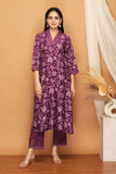 Sahina Purple Crepe Contrast Floral Suit Set