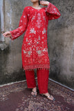 Elegant Red Embroidered Kurta Set Radiates Festive Charm