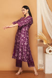 Sahina Purple Crepe Contrast Floral Suit Set