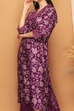 Sahina Purple Crepe Contrast Floral Suit Set