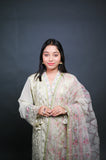 Embroidered Peach Pink Chiffon Suit with Organza Dupatta