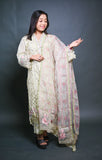 Embroidered Peach Pink Chiffon Suit with Organza Dupatta