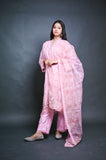 Embroidered Peach Pink Chiffon Suit with Organza Dupatta