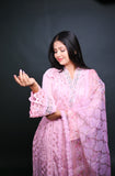 Embroidered Peach Pink Chiffon Suit with Organza Dupatta