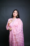 Embroidered Peach Pink Chiffon Suit with Organza Dupatta