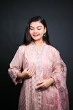 Embroidered Peach Pink Chiffon Suit with Organza Dupatta