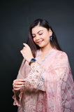 Embroidered Peach Pink Chiffon Suit with Organza Dupatta