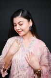 Embroidered Peach Pink Chiffon Suit with Organza Dupatta