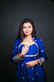 Royal Blue Bandhani Anarkali Set with Dupatta