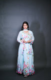 Pastel Blue Floral Anarkali Gown with Dupatta
