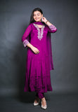 Royal Purple Embroidered Kurta Set with Dupatta