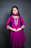 Royal Purple Embroidered Kurta Set with Dupatta
