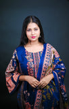 Elegant Navy Blue Floral Printed Suit