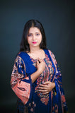 Elegant Navy Blue Floral Printed Suit