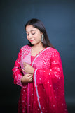 Crimson Pink Embroidered Sharara Set with Dupatta