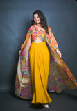 Yellow Embroidered Indo-Western Three-Piece Set