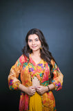 Yellow Embroidered Indo-Western Three-Piece Set