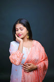 Peach & White Georgette Embroidered Suit Set