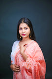 Peach & White Georgette Embroidered Suit Set