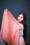 Peach & White Georgette Embroidered Suit Set