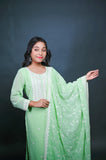 Pastel Green Kurta Set with Palazzo and Embroidered Dupatta