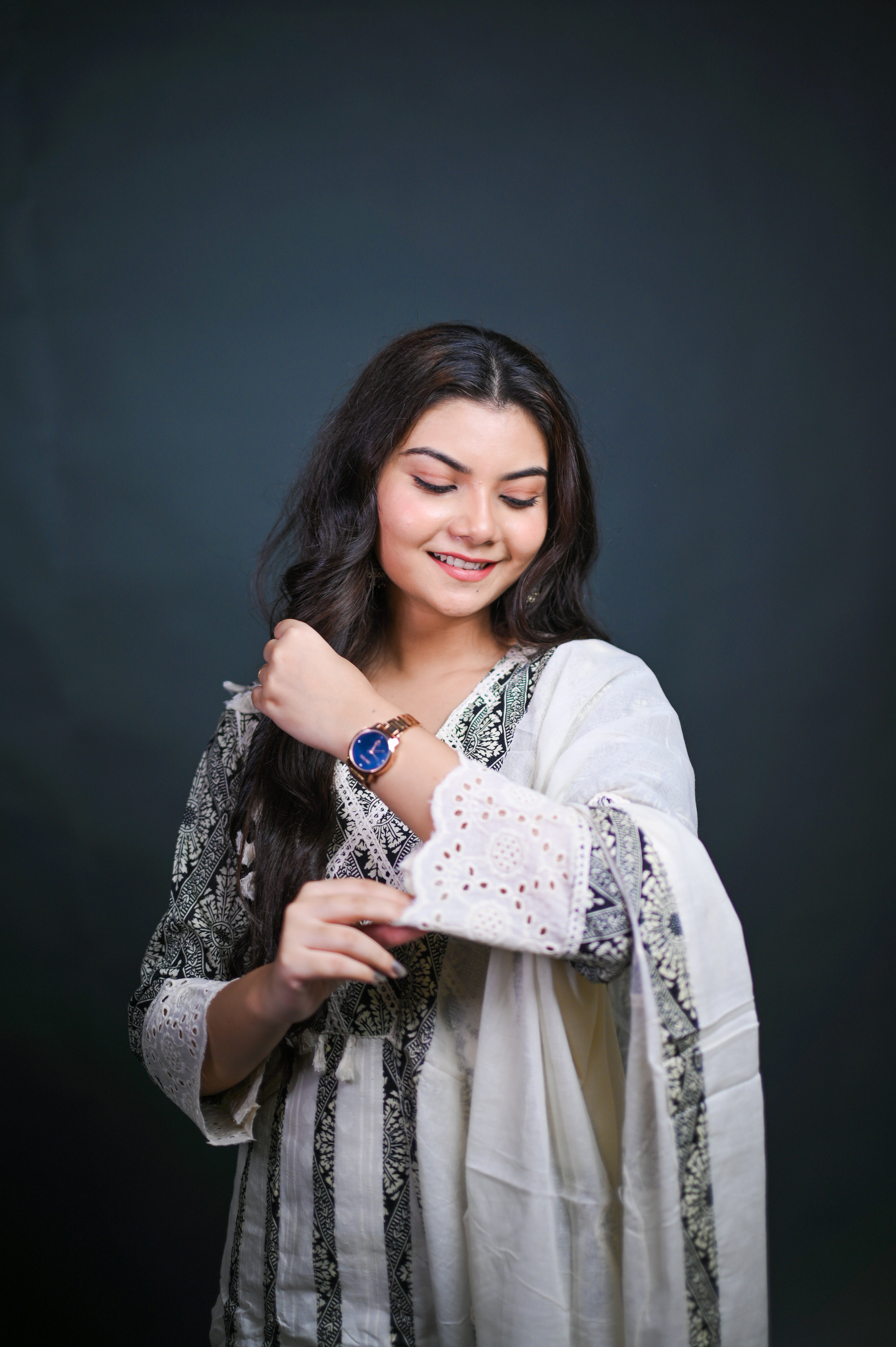 Aaira Supima Cotton Black & White Suit set