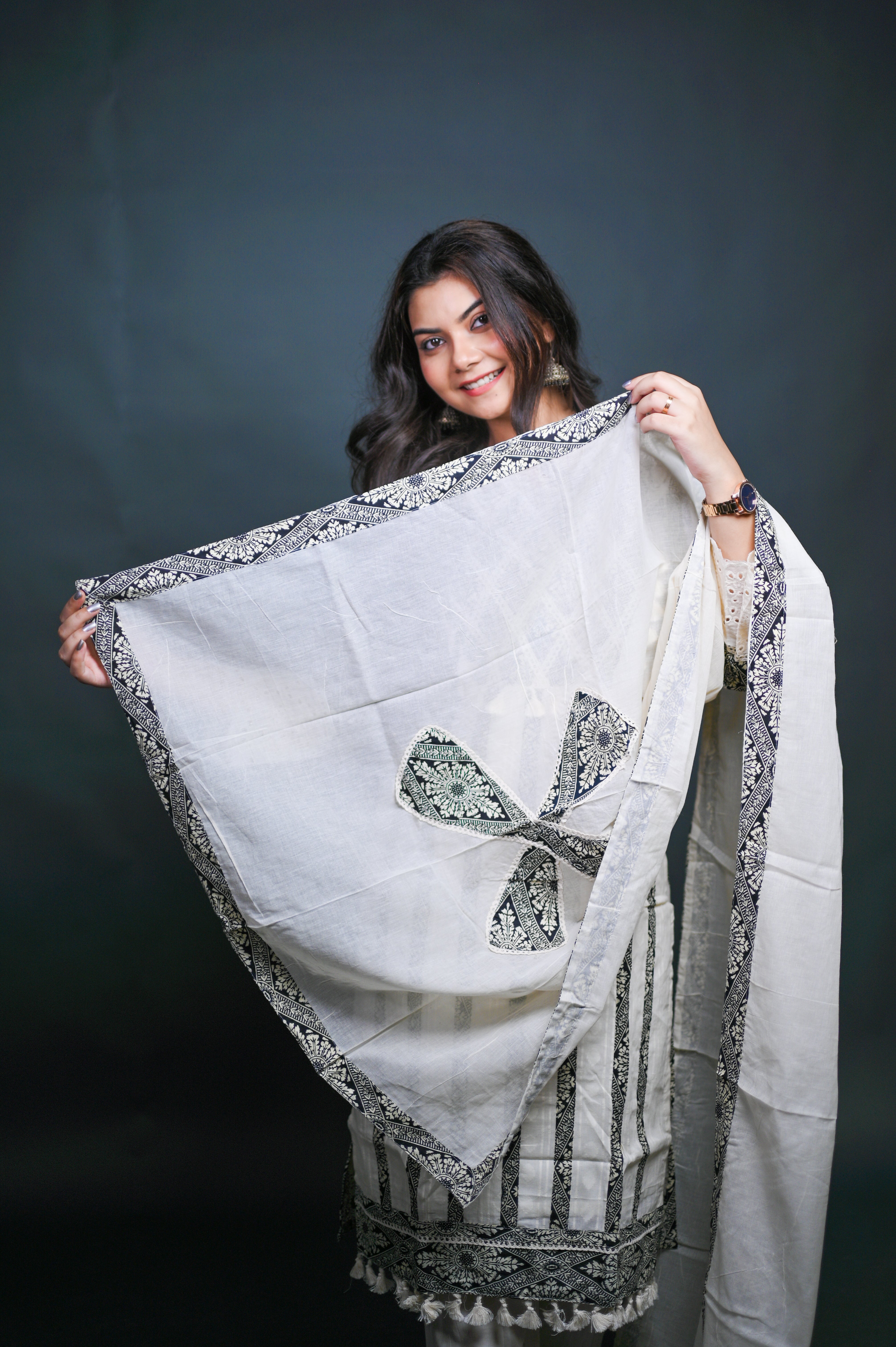 Aaira Supima Cotton Black & White Suit set