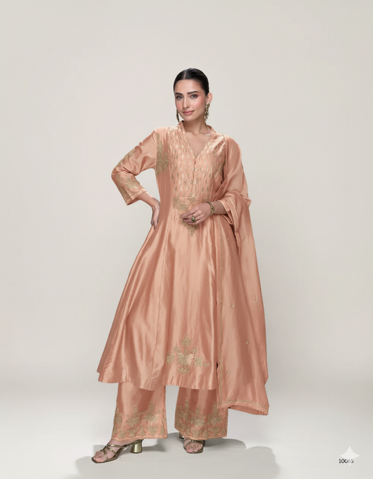 Elegant Premium Silk Embroidered Ensemble Suit Set
