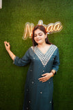 Teal Green Silk Handwork Suit Set