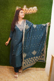 Teal Green Silk Handwork Suit Set